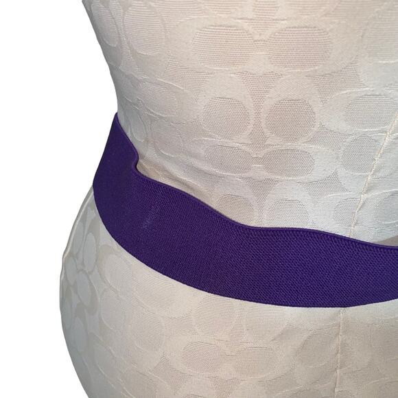 Prestige Vintage Elastic Studded Embellished Belt Purple  length 27", width 2" - Picture 7 of 8